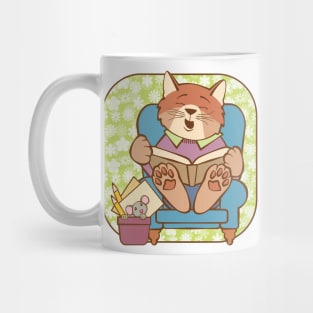 Cat and Mouse Read a Funny Book Mug